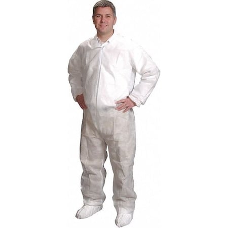 Disposable Coverallss, 2XL, GenPro, Elastic Wrist, Elastic Ankle, Serged Seam, White, 25 PK MPN:CV-14032-5
