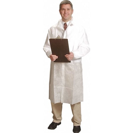 Disposable Frock, GenPro, Snaps Closure, White, L, 30 PK MPN:FK-12122-3