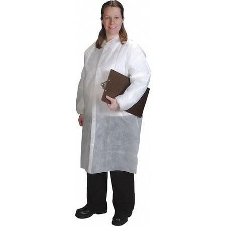 Disposable Lab Coat, GenPro, Snaps Closure, White, XL, 25 PK MPN:LC-12421-4