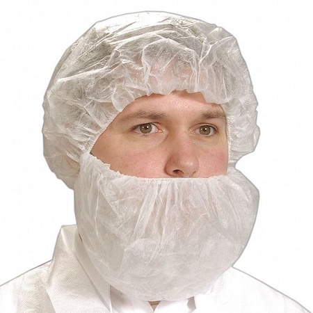 Beard Cover, Disposable, Univ, Package Quantity 1000, Polypropylene, White, Universal, 1000 PK MPN:MS-14138-8