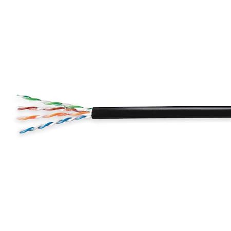Armored Cable, Cat 5e, 24 AWG, 1000 ft, Blk MPN:5136101