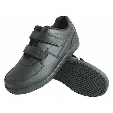 Men's Hook-and-Loop Shoes, 7 W, Leather, Black MPN:2030-7W