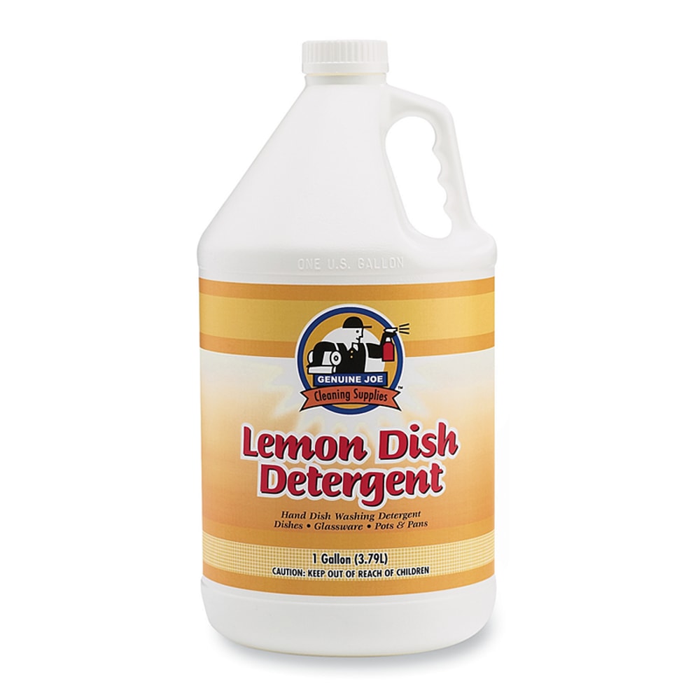 Genuine Joe Lemon Scent Dishwashing Detergent, 128 Oz Bottle MPN:10359