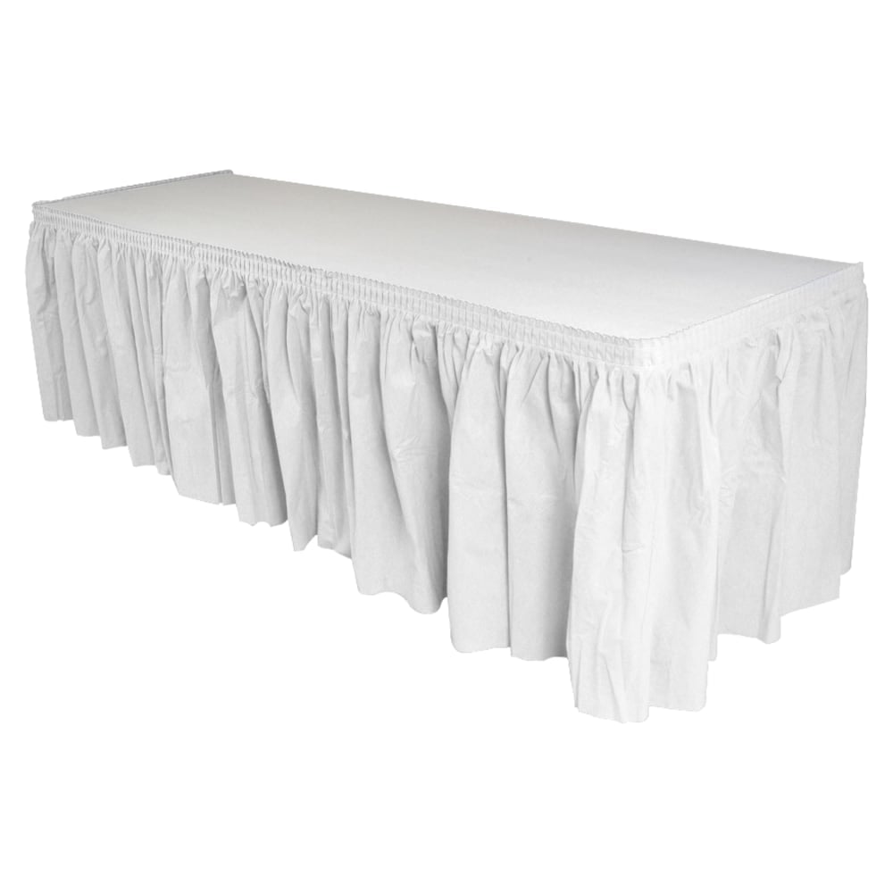 Genuine Joe Linen-Like Pleated Table Skirts, 14in x 29in, White (Min Order Qty 2) MPN:11915