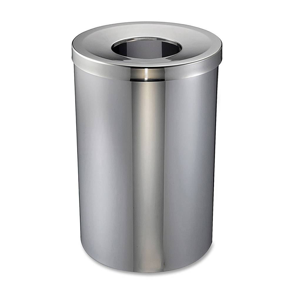 Genuine Joe Round Stainless-Steel Trash Receptacle, 30 Gallons, 27-3/4in x 18-3/4in, Silver MPN:58895