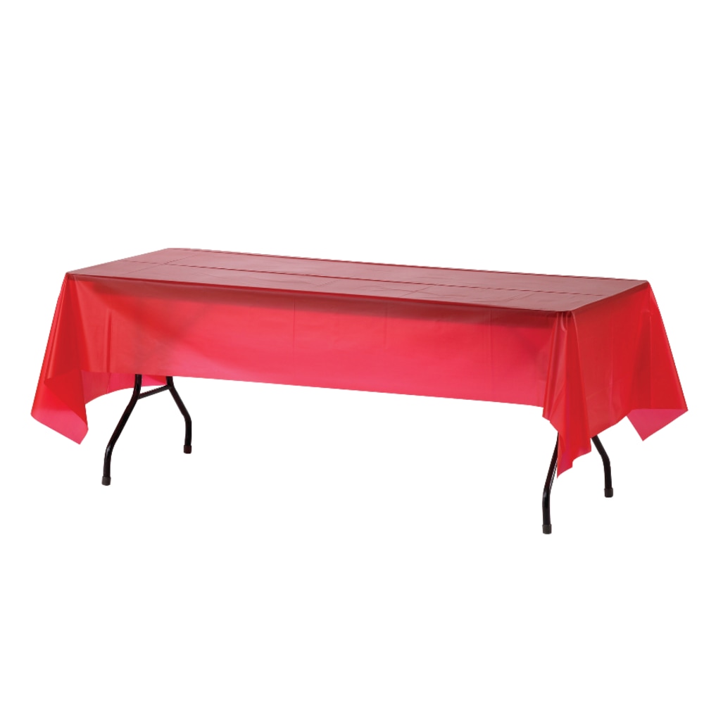 Genuine Joe Plastic Table Covers, 54in x 108in, Red, Pack Of 6 MPN:10326
