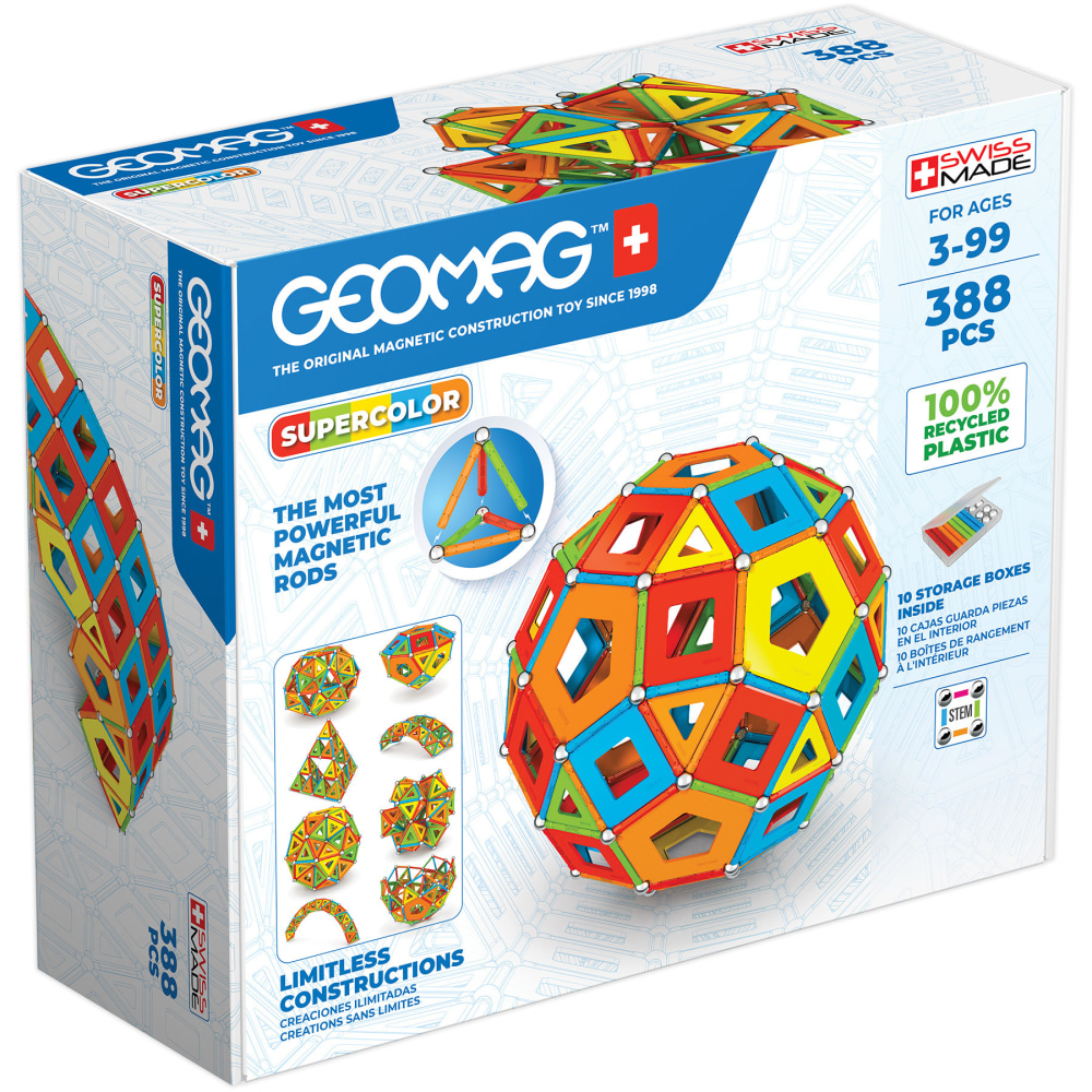 Geomag Masterbox Magnetic Building Set, Supercolor Recycled, 388 Pieces MPN:GMW193