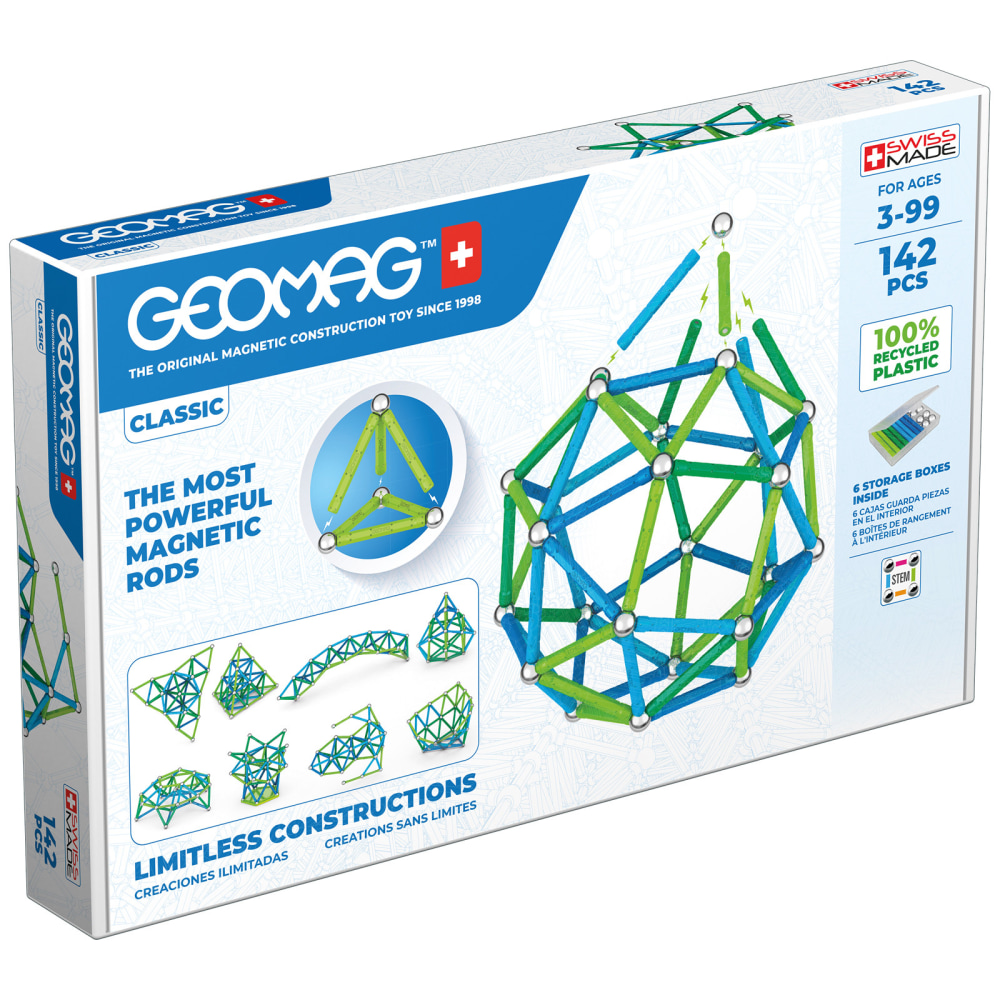 Geomag Classic Magnetic Building Set, Green Line Color, 142 Pieces MPN:GMW274