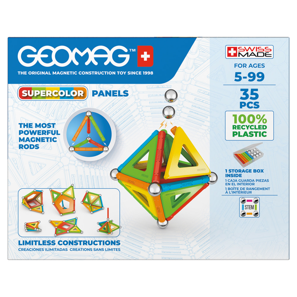 Geomag Magnetic Building Set, Supercolor Recycled, 35 Pieces MPN:GMW377