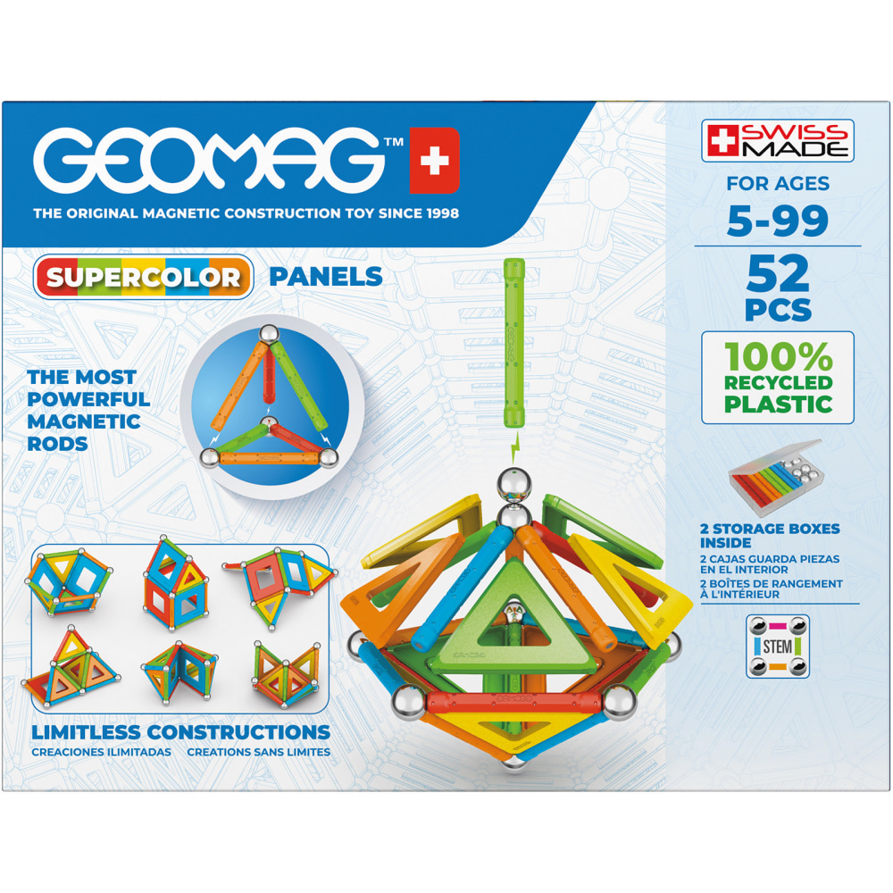Geomag Magnetic Building Set, Supercolor Recycled, 52 Pieces MPN:GMW378