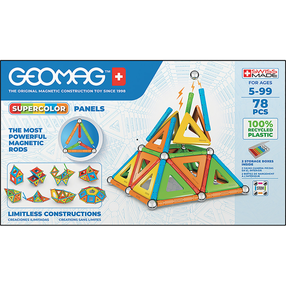 Geomag Magnetic Building Set, Supercolor Recycled, 78 Pieces MPN:GMW379