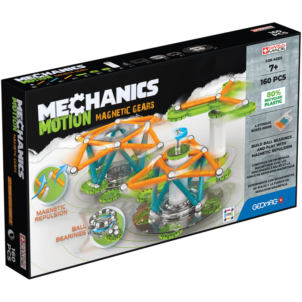 Geomag Mechanics Motion Construction Set, Magnetic Gears Recycled, 160 Pieces MPN:GMW768