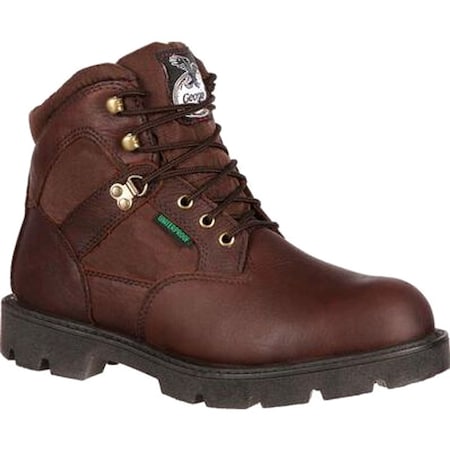 Men's Waterproof Work Boot, 9.5 M, Steel Toe, 6 in H, Brown, G105 MPN:G105