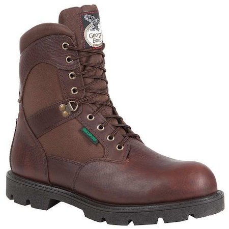 Men's Waterproof Work Boot, 10.5 M, Steel Toe, 8 in H, Brown, G107G MPN:G107