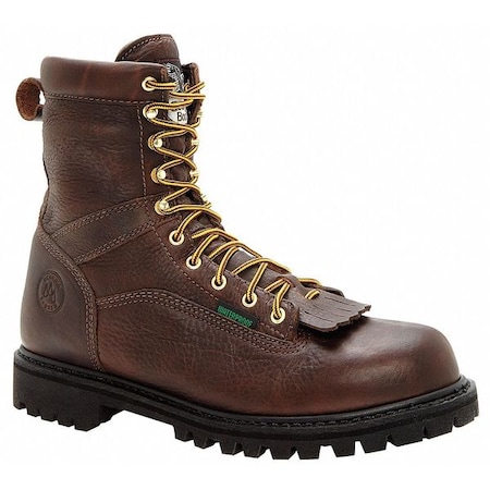 COMFORT CORE, Men's Waterproof Lace-To-Toe Work Boot, 9 Wide, Leather, 8 in Height, Chocolate MPN:G8041