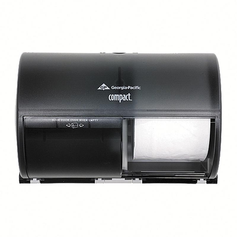 Compact by GP PRO, 2-Roll Side-by-Side Coreless High-Capacity Toilet Paper Dispenser, 56784A, 10.12in x 6.75in x 7.12in, Black, 1 Dispenser MPN:56784