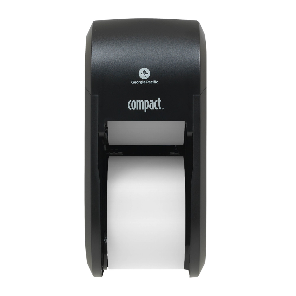 Compact by GP PRO, 2-Roll Vertical Coreless High-Capacity Toilet Paper Dispenser, 56790A, 7.35in x 6.21in x 13.6in, Black, 1 Dispenser (Min Order Qty 3) MPN:56790A