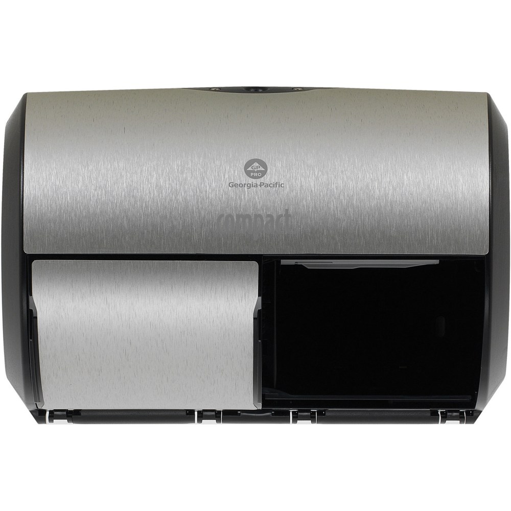 Georgia-Pacific Compact II Side-By-Side Double-Roll Toilet Paper Dispenser, 7 1/8inH x 10 1/8inW x 6 3/4ft-d, Brushed Steel MPN:GPC59206