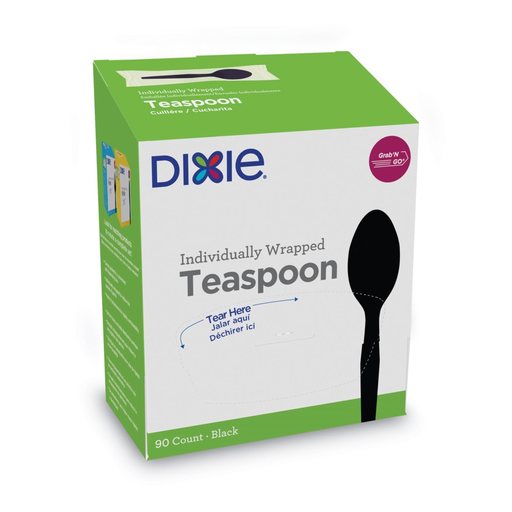 Dixie Grab'N Go Wrapped Cutlery, Teaspoons, 5-5/8in, Black, Box Of 90 Pieces MPN:TM5W540