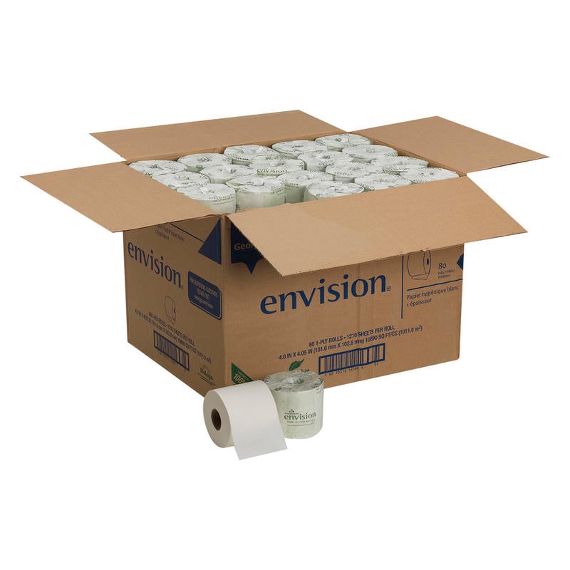 Pacific Blue by GP PRO, 1 Ply, Standard Roll Toilet Paper, 4.05x4, 100% Recycled, White, 1210 Sheets, 80 Rolls per Case MPN:14580
