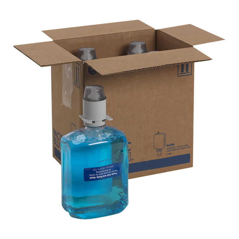 Pacific Blue Ultra by GP PRO Foam Hair & Body Wash Soap, Refreshing Aloe Scent, 40.57 Oz, Case Of 4 Bottles MPN:43024