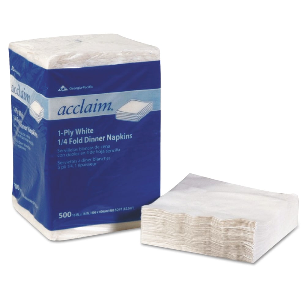 Georgia Pacific Professional Acclaim 1/4 Fold Paper Dinner Napkins, White, 1-Ply, 16inx16in, 500/PK, 8 PK/CT MPN:36202