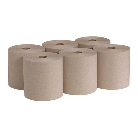 Pacific Blue Basic Hardwound Paper Towels, Continuous Roll, 7 7/8 in W, 800 ft, Brown, PK6 MPN:26301