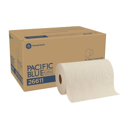 Pacific Blue Ultra Hardwound Paper Towels, 1 Ply, Continuous Roll Sheets, 500 ft, Brown, 6 PK MPN:26611