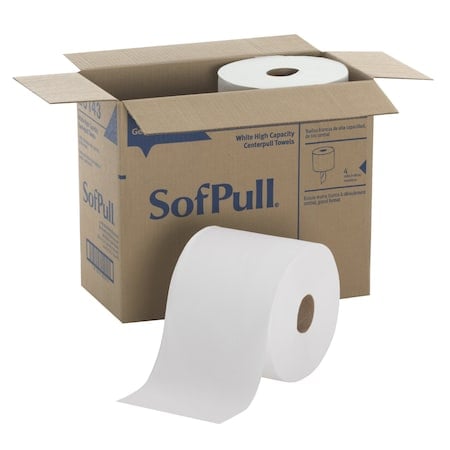 Sofpull Center Pull Paper Towels, 1 Ply, 567 Sheets, 700 ft, White, 4 PK MPN:28143