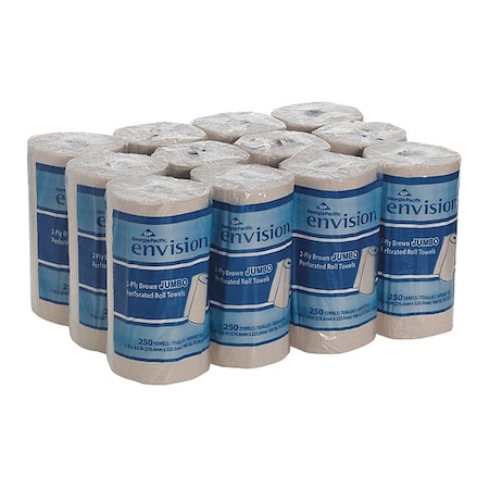 Pacific Blue Select Perforated Roll Paper Towels, 2 Ply, 250 Sheets, 230 ft, Brown, 12 PK MPN:28290