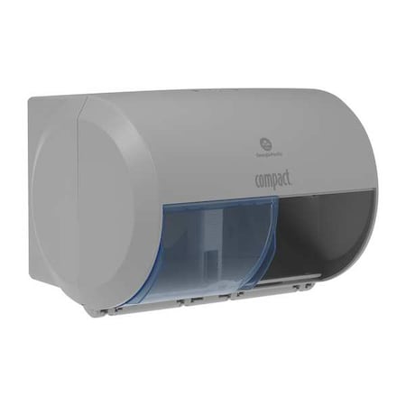 Toilet Paper Dispenser, Compact, Horizontal Double Roll, Coreless, Wall Mount, Gray MPN:56783A