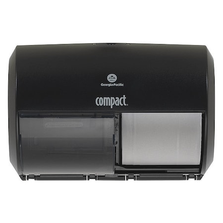 Toilet Paper Dispenser, Compact, Horizontal Double Roll, Coreless, Wall Mount, Black MPN:56784A
