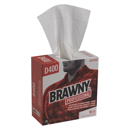 Dry Wipe, Brawny Pro, Dispenser Box, Double Recreped DRC, 90 Wipes, 9 1/4 in x 16 in, White, 10 Pk MPN:20070/03