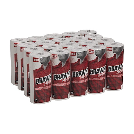 Dry Wipe Roll, Brawny D300, Poly Wrap, 60 ft, Double Recreped (DRC), 9 1/4 in x 11 in, White, 20 Pk MPN:20085