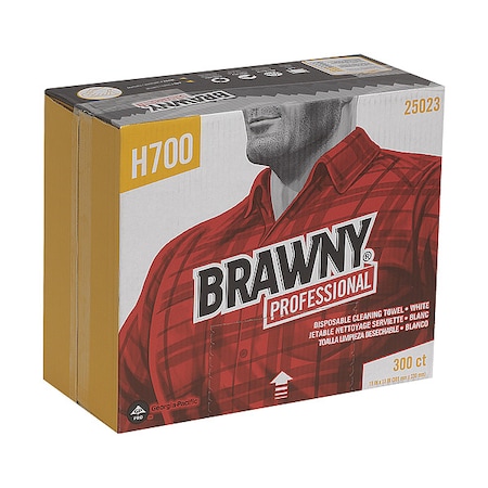 Dry Wipe, Brawny Pro H700, Flat Box, Heavy Absorbency, 13 in x 15 in, 300 Sheets, White MPN:25023