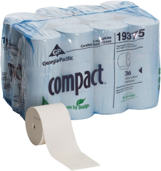 Bathroom Tissue: Coreless Roll, Recycled Fiber, 2-Ply, White MPN:19375