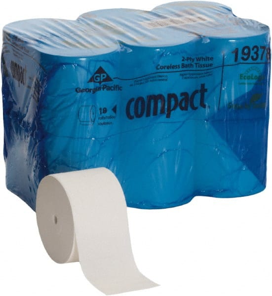Bathroom Tissue: Coreless Roll, Recycled Fiber, 2-Ply, White MPN:19378