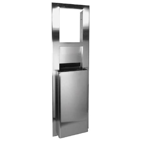 enMotion 9-1/2 gal Rectangular Indoor Metal Can, Silver, None, Stainless Steel, 17 1/4 in MPN:59471