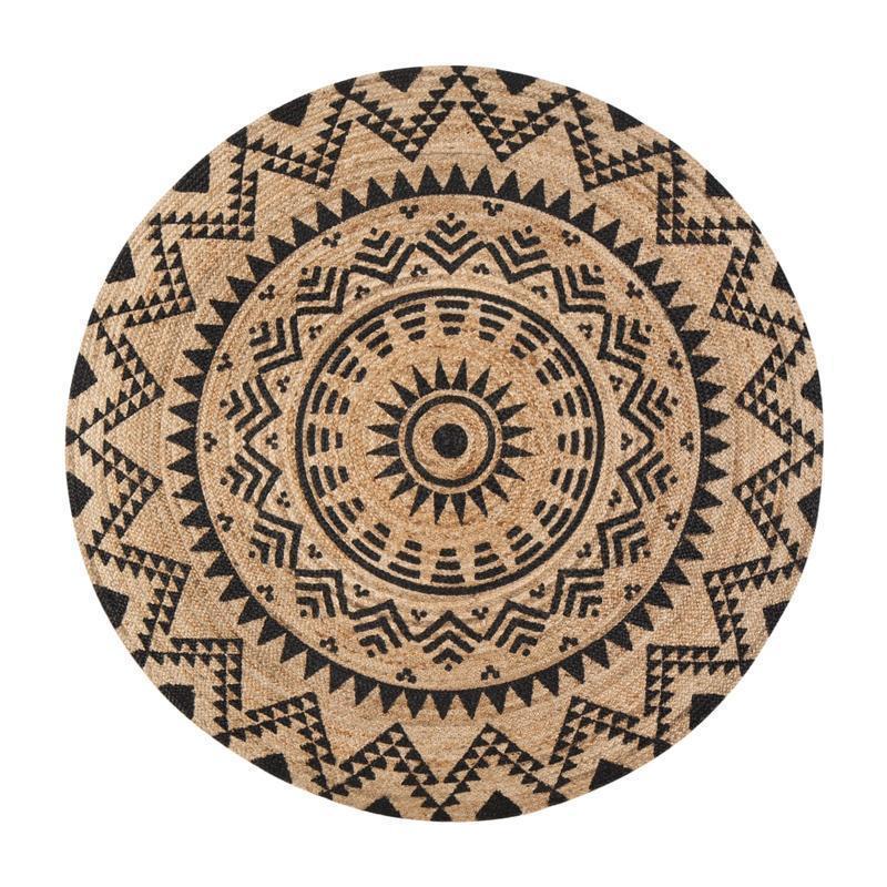 Anji Mountain Round Cortez Rug, 4ft Diameter, Tan/Black MPN:AMB0441-040R