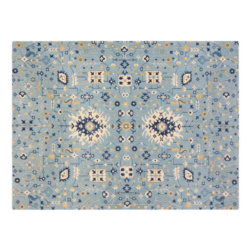 Anji Mountain Tabriz Rug'd Chair Mat, 1/4inH x 36inW x 48inD, Blue/Beige/Gold MPN:AMB9004