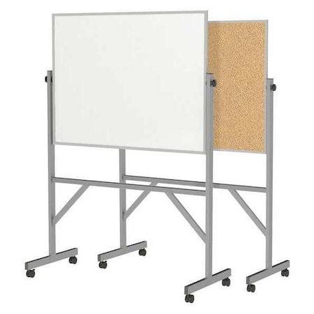 Dry Erase Board, Plastic, 78 1/4 in, 53 1/4 in, Aluminum Frame, White MPN:ARMK34