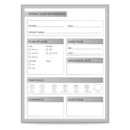 Patient Room Board, Steel, 36 in, 24 in, Aluminum Frame, White/Gray, Gloss MPN:GRPM311P-23