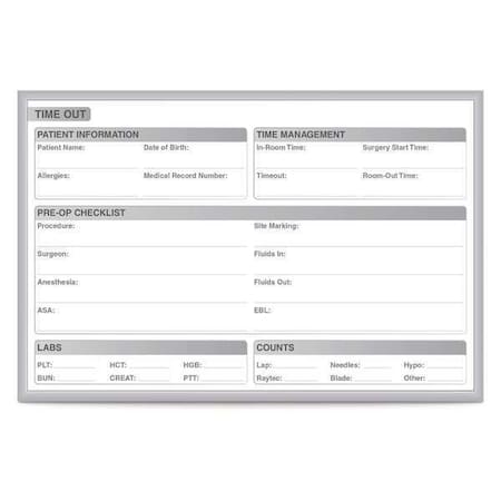 Time Out Board, Steel, 24 in, 36 in, Aluminum Frame, White/Gray, Matte MPN:GRPM312T-23