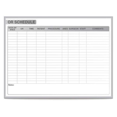 Planning Board, Plastic, 48 1/2 in, 96 1/2 in, Aluminum Frame, White/Gray, Matte MPN:GRPM313S-48