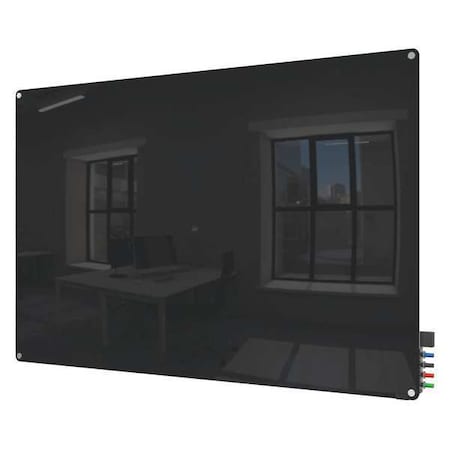Dry Erase Board, Glass, 24 in, 36 in, No Frame Frame, Black, Gloss MPN:HMYRM23BK