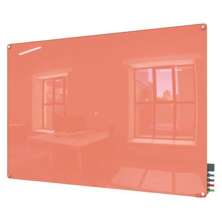 Dry Erase Board, Glass, 24 in, 36 in, No Frame Frame, Peach, Gloss MPN:HMYRM23PH