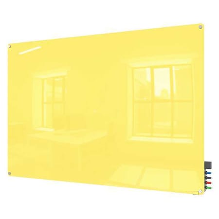 Dry Erase Board, Glass, 24 in, 36 in, No Frame Frame, Yellow, Gloss MPN:HMYRM23YW