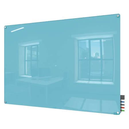 Dry Erase Board, Glass, 36 in, 48 in, No Frame Frame, Blue, Gloss MPN:HMYRM34BE