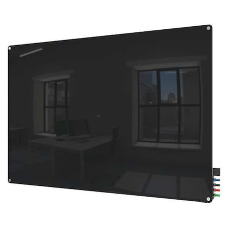 Dry Erase Board, Glass, 36 in, 48 in, No Frame Frame, Black, Gloss MPN:HMYRM34BK