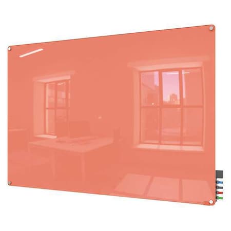 Dry Erase Board, Glass, 36 in, 48 in, No Frame Frame, Peach, Gloss MPN:HMYRM34PH